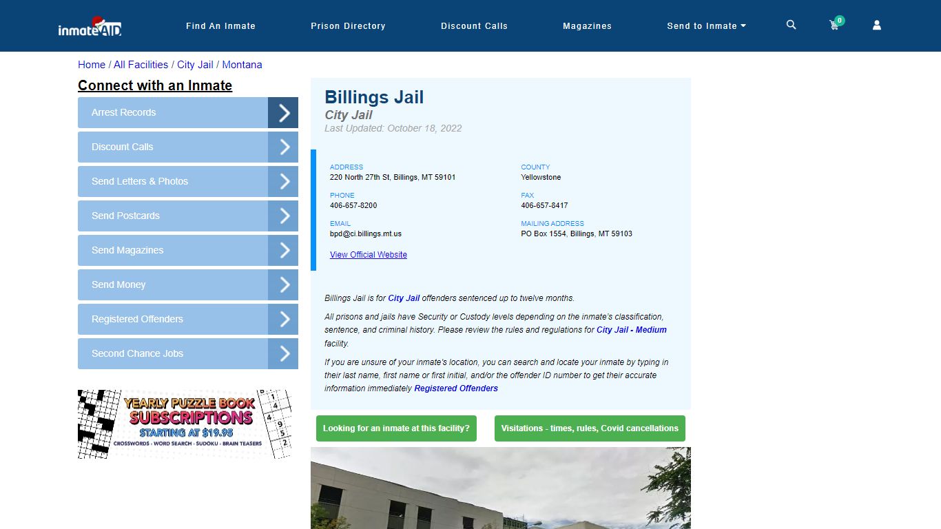 Billings Jail | Inmate Locator